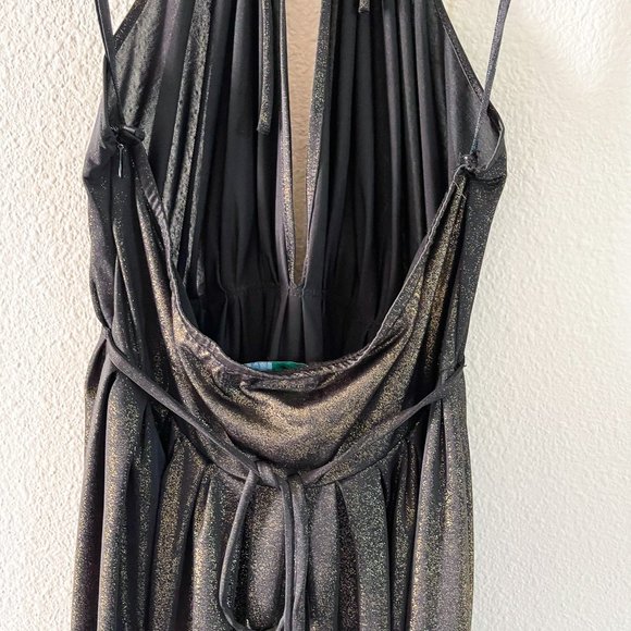 Gracia Fashion Black Gold Shimmery Halter Tie Dancing Dress for Night Out - Picture 5 of 8
